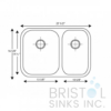 B804 UNDERMOUNT STAINLESS STEEL DOUBLE BOWL KITCHEN SINK - Image 2